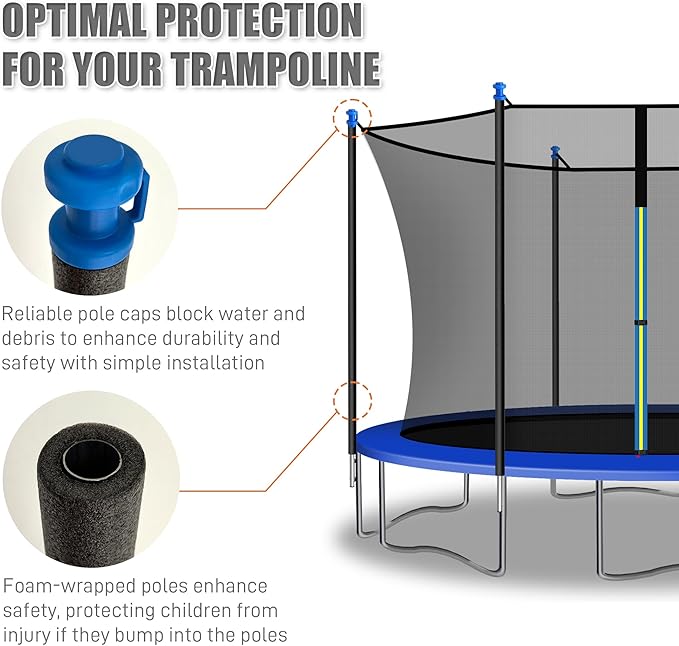 1PCS Trampoline Pole Replacement, Trampoline Enclosure Pole Fits 8-16FT Straight Pole Trampoline