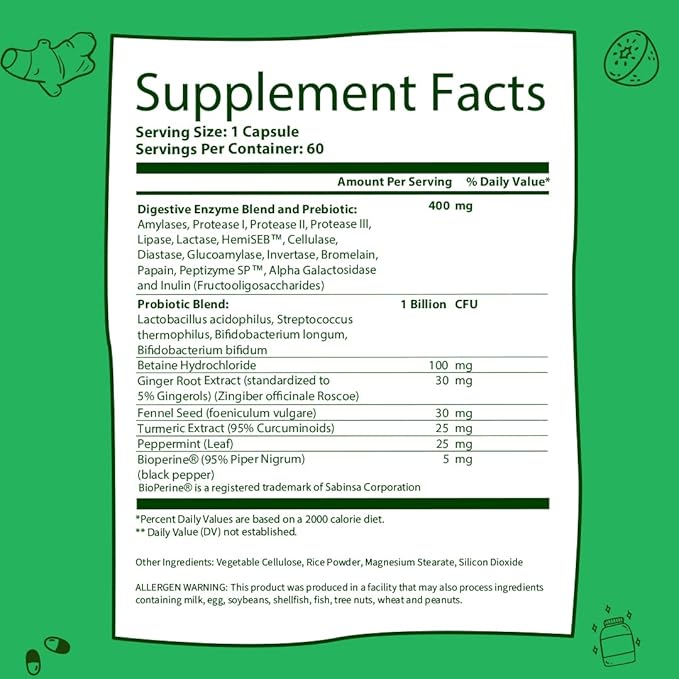 GOBIOTIX Digestive Enzymes Supplement with Prebiotics and Probiotics for Women and Men - Gut