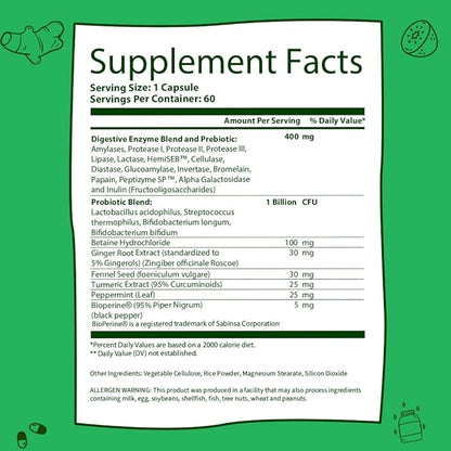 GOBIOTIX Digestive Enzymes Supplement with Prebiotics and Probiotics for Women and Men - Gut
