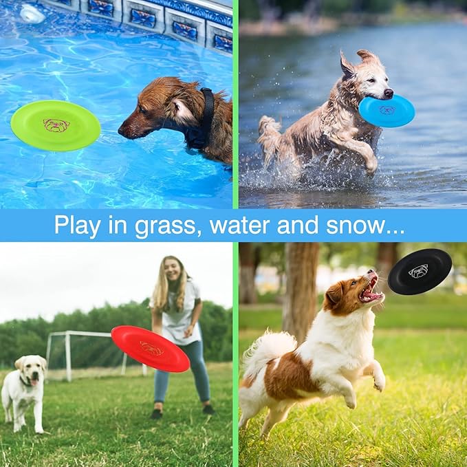 Dog Flying Disc, 3 Pcs Competition Dog Flyer Toy, Soft Indestructible Rubber Lightweight Flying