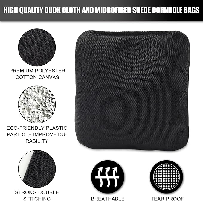 JIMTERRY Professional Cornhole Bags Set of 8 Dual Sided Corn Holes Bags Double Sided Regulation