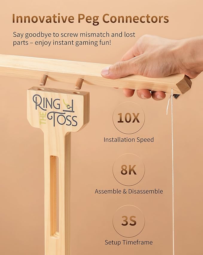 Ring Toss Game for Adults, 3-Second Instant Assembly Hook and Ring Game with Sturdy Structure, XL
