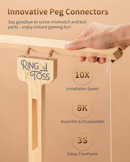 Ring Toss Game for Adults, 3-Second Instant Assembly Hook and Ring Game with Sturdy Structure, XL