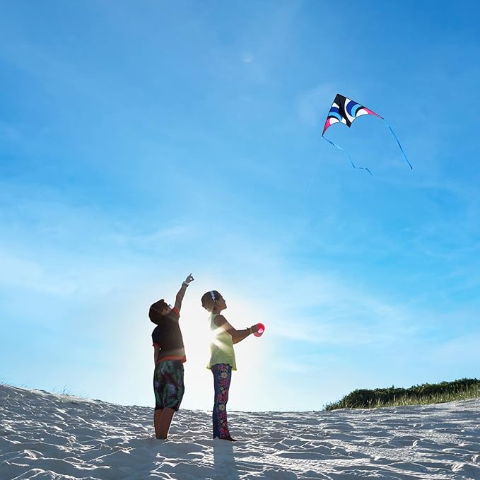 Delta Kite for Kids & Adults - Easy to Fly Large Single Line Beach Kite with 300ft String Handle