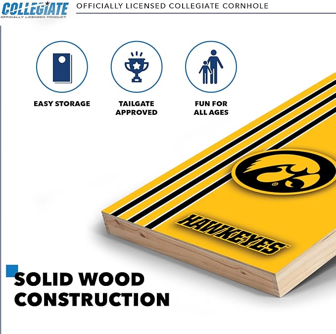 2' x 3' Solid Wood Cornhole Set with Direct Print HD Team Graphics – Great Gift for Any NCAA Fan!