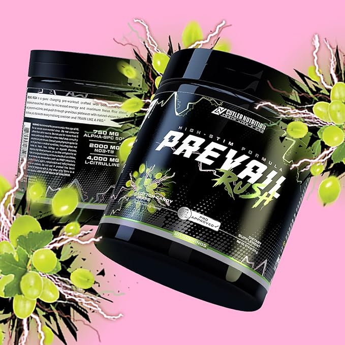 Cutler Nutrition High Stim Pre Workout Powder Prevail Rush Preworkout for Men & Women for Intense
