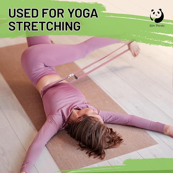 Slim Panda Yoga Strap for Stretching,Cotton Yoga Strap with Adjustable D-Ring Buckle,Non-Elastic