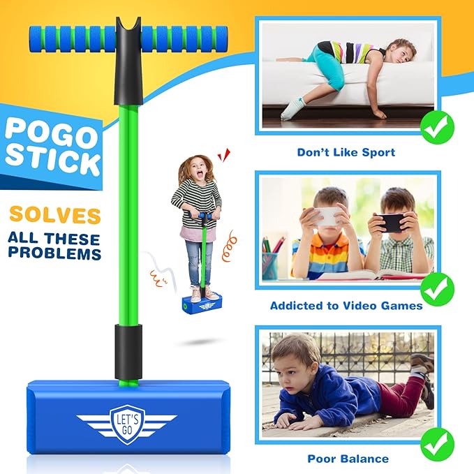 CUUGO LET'S GO! CG Jumping Promotes Growing Taller- Pogo Stick Foam Pogo Jumper for Kids, Toys for