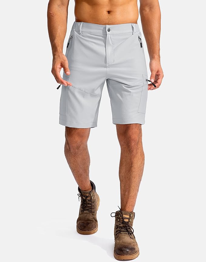 Pudolla Men's Hiking Cargo Shorts 9" Lightweight Outdoor Work Shorts for Men Travel Golf Camping
