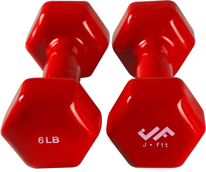 JFIT Dumbbell Pairs or Sets – Neoprene & Vinyl Coated Hand Weights for Home Gym, Strength Training