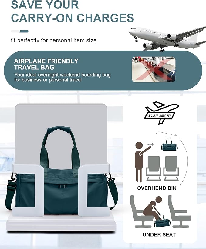 Gym Bag for Women Men, Sport Duffel Bag with Toiletry Bag & Shoe Compartment,Waterproof Travel