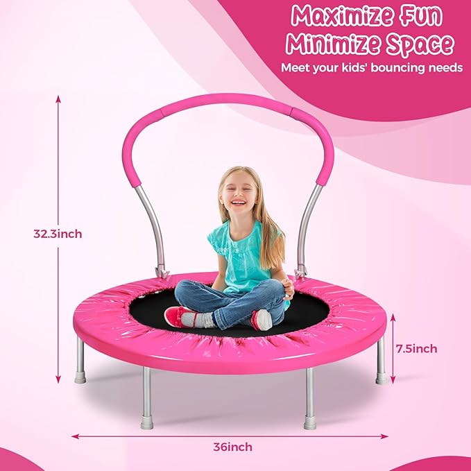 Mini Trampoline for Kids, Indoor Toddler Trampoline with Handle, Child Small Rebounder Trampoline