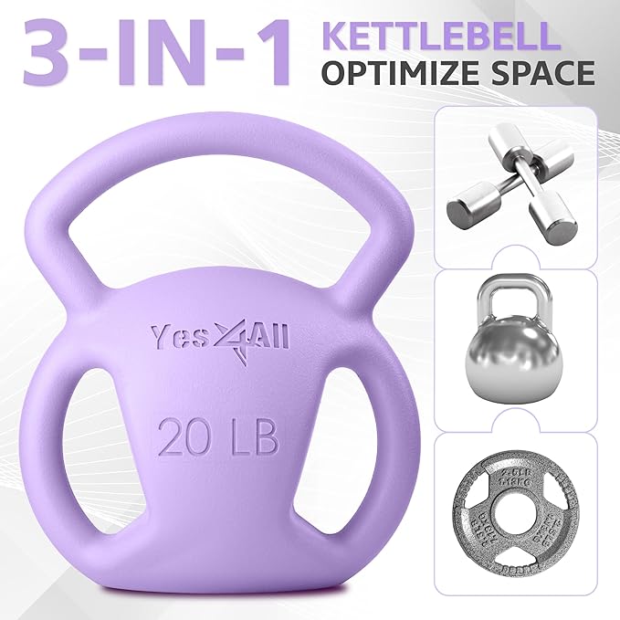 Yes4All Kettlebell, Strength Training Kettlebells for Women, Wide Multi-grip Textured Handle for