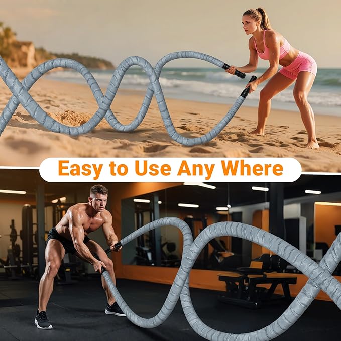 Battle Rope 1/1.26/1.5/2 Inch Diameter,Pink 30FT/40FT/50FT Exercise Workout Ropes for Home Gym