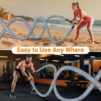Battle Rope 1/1.26/1.5/2 Inch Diameter,Pink 30FT/40FT/50FT Exercise Workout Ropes for Home Gym