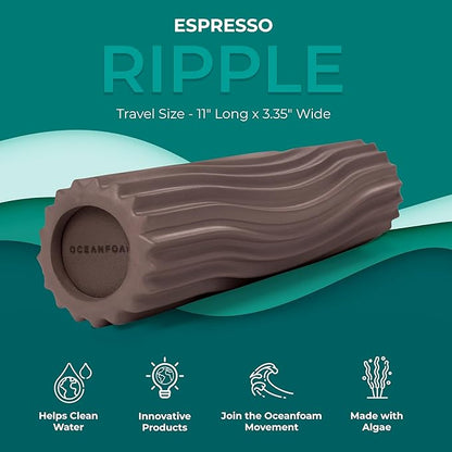 Oceanfoam Ripple Travel Foam Roller (11" x 3.35") Firm Mini Foam Roller for Physical Therapy, Deep