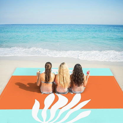 Beach Blanket Waterproof Sandproof, 78”x 86” Outdoor Beach Mat for 1-4 Adults, Quick Drying