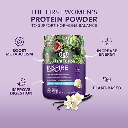 PlantFusion Inspire Plant Protein Powder for Women - Low Carb Protein Powder for Lean Muscle