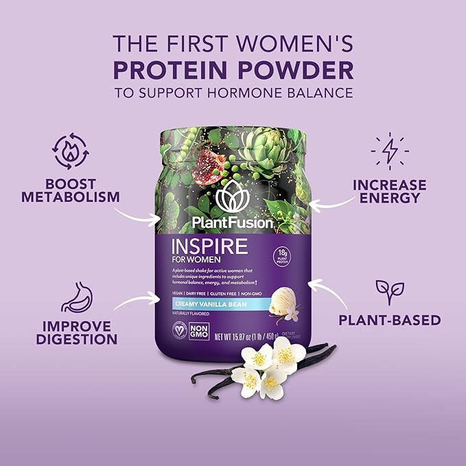 PlantFusion Inspire Plant Protein Powder for Women - Low Carb Protein Powder for Lean Muscle