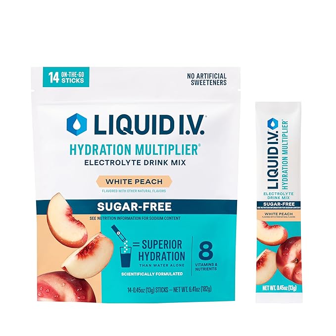 Liquid I.V.® Hydration Multiplier Sugar-Free - White Peach | Electrolyte Powder Drink Mix | 1 Pack