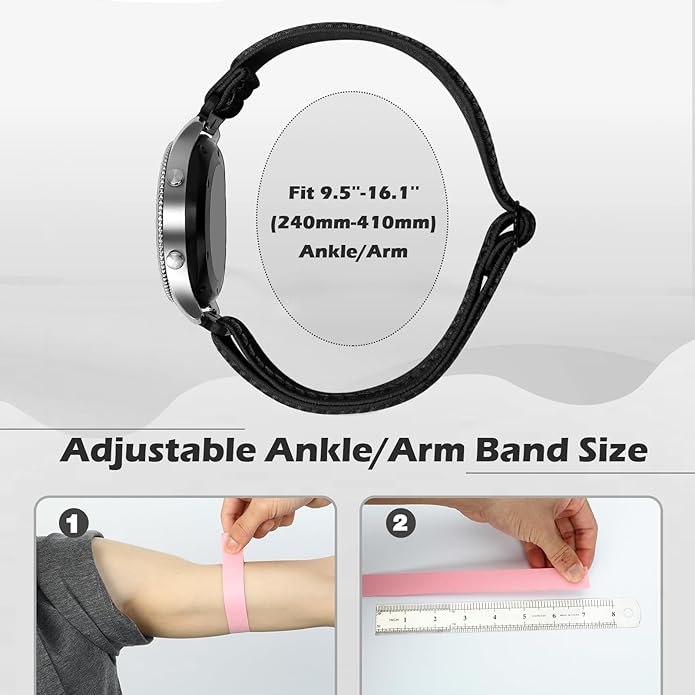 2 Pack Elastic Ankle/Arm Watch Bands Compatible with Garmin Venu 3/Venu 2/Vivoactive 4, Garmin