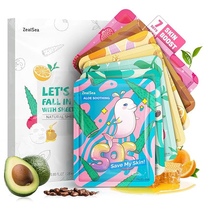 ZealSea Face Masks Skincare, Facial Masks for Women Skin Care, Sheet Masks Beauty with Natural