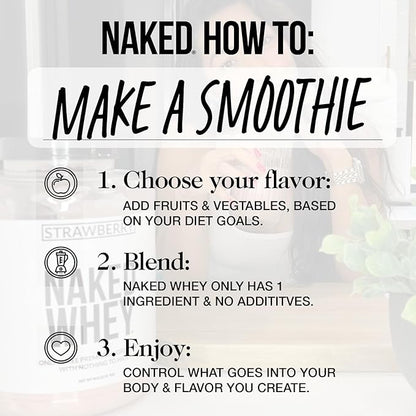 NAKED WHEY 5LB 100% Grass Fed Unflavored Whey Protein Powder - Only 1 Ingredient, Undenatured - No