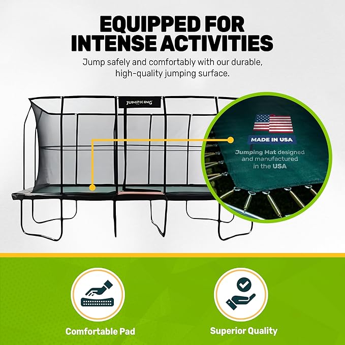 JumpKing Rectangle Trampoline Outdoor with Enclosure, Ladder, and Net, Large Recreational