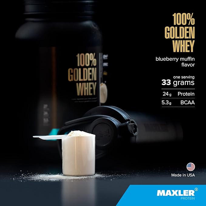 Maxler 100% Golden Whey Protein - 24g of Protein per Serving - Premium Whey Protein Powder for Pre