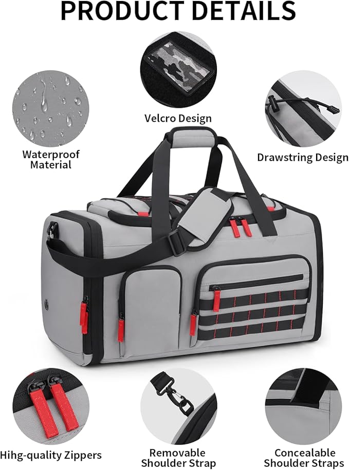 Gym Bags for Men Women, 45L Sports Travel Duffle Bag with Shoe Compartment, 3 in 1 Weekener