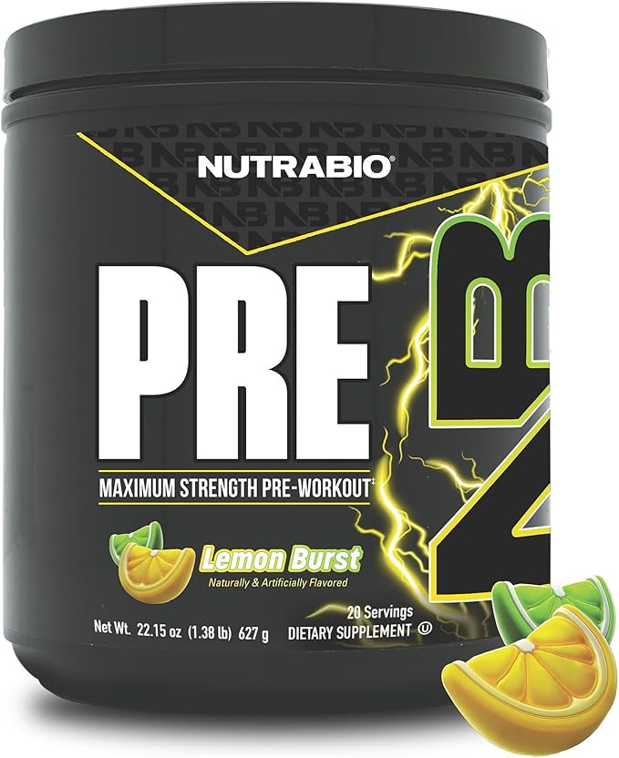 NutraBio Preworkout Powder, Lemon Burst| Explosive Energy, Laser Focus, Extreme Pumps| Pre Workout