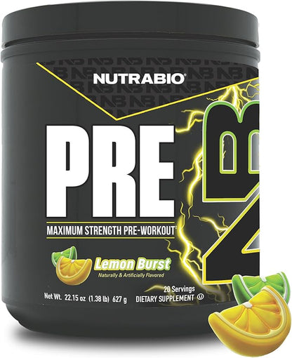 NutraBio Preworkout Powder, Lemon Burst| Explosive Energy, Laser Focus, Extreme Pumps| Pre Workout