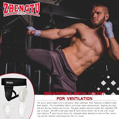 Groin Protector Cup Kickboxing Boxing Muaythai MMA Groin Guard, Jockstrap Karate Training, BJJ