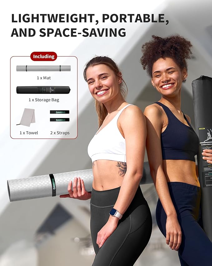 CAMBIVO Large Yoga Mat (6'x 4'), Extra Wide Workout Mat for Men and Women, Yoga Mat Thick 1/3 &1/4