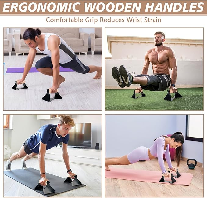 Parallettes Bars - Wooden Calisthenics Equipment for Handstand Training, Push Up Bars &