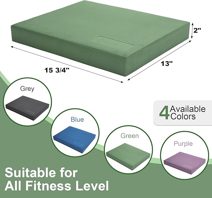 StrongTek Professional Foam Exercise Balance Pad - 15.8" x 13" x 2", High-Density TPE Foam Knee