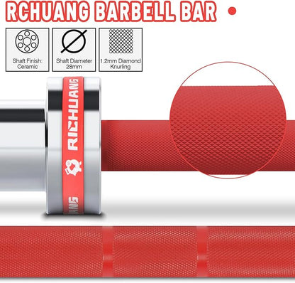 7ft Olympic Barbell, Weightlifting Barbell 28mm 45lb - 500/700/1000lbs Capacity with Smooth