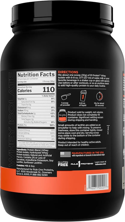 Rule 1 R1 Protein Whey Isolate - with 25g Protein & 6g BCAA Exclusively from Isolated & Hydrolyzed