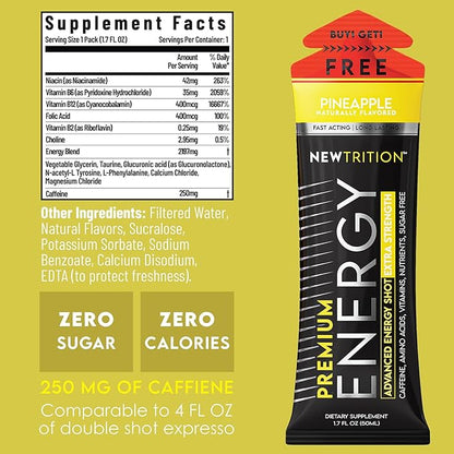 NewTrition® Extra Strength Energy Shots, 250mg Caffeine Energy Shots with Vitamin B & Amino Acids