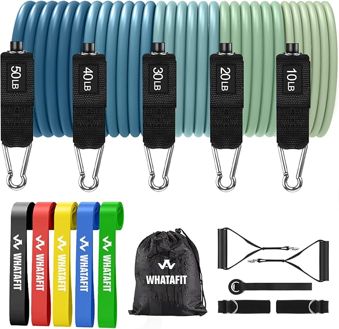 WHATAFIT Resistance Bands, Exercise Bands，Resistance Bands for Working Out, Work Out Bands with
