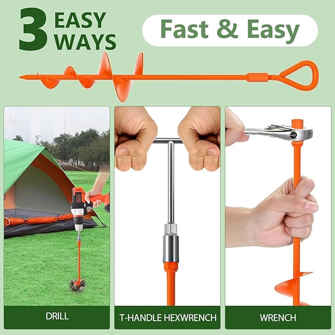 Phopich 18''/30" Long Ground Anchor, Heavy Duty Earth Anchors Ground Anchors Screw in Kit with