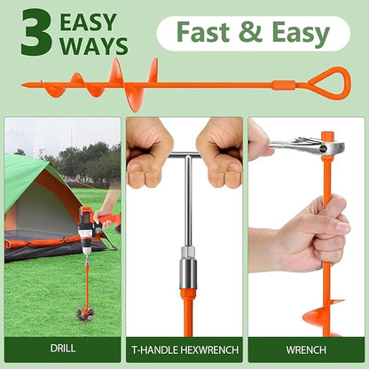 Phopich 18''/30" Long Ground Anchor, Heavy Duty Earth Anchors Ground Anchors Screw in Kit with