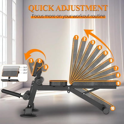 Adjustable Weight Bench, Multi-function Preacher Curl Bench for Home Gym, Foldable Leg Extension