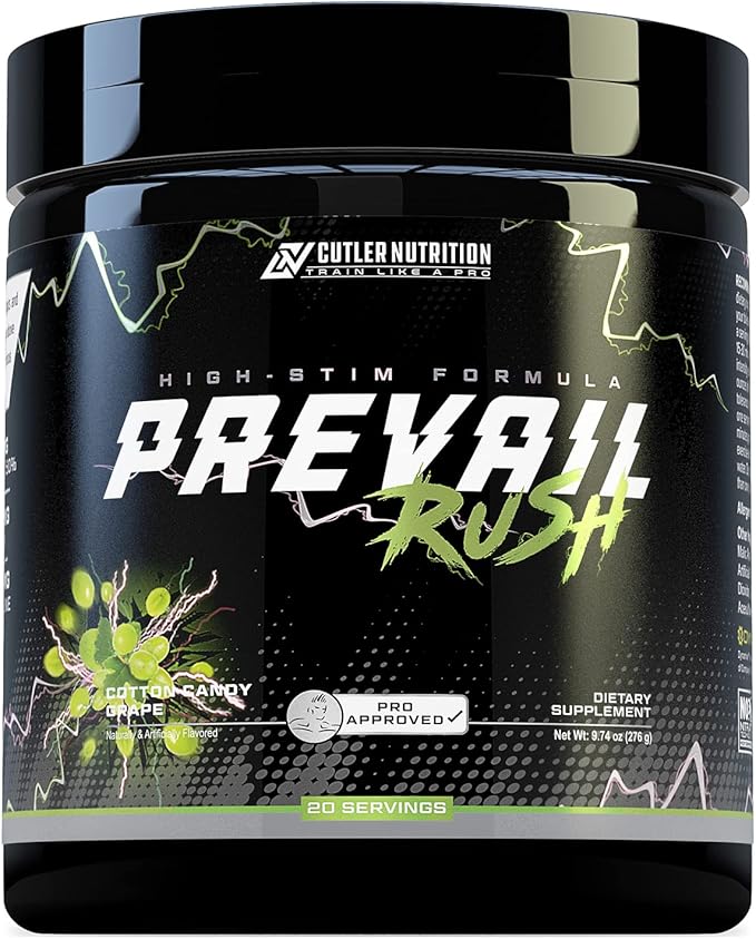 Cutler Nutrition High Stim Pre Workout Powder Prevail Rush Preworkout for Men & Women for Intense
