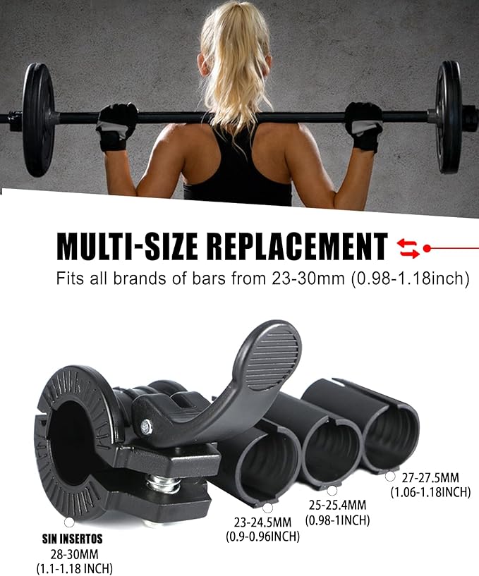 Barbell Clips 1 Inch Quick Release Weight Clamps 0.9-1.18inch Multi-Size Adjustable Olympic Clamps