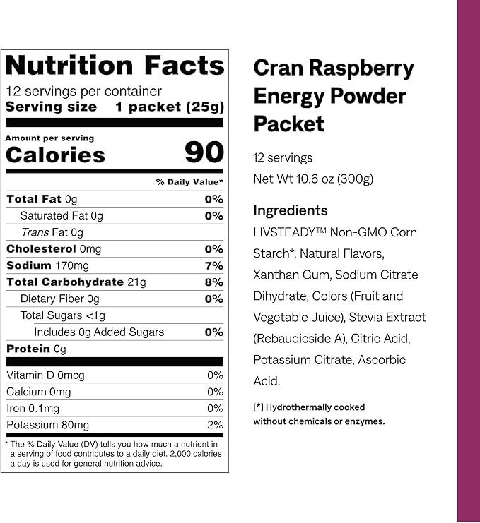 UCAN Energy Powder, Cran-Raz, Keto, Sugar-Free Pre & Post Workout for Men & Women, Non-GMO, Vegan