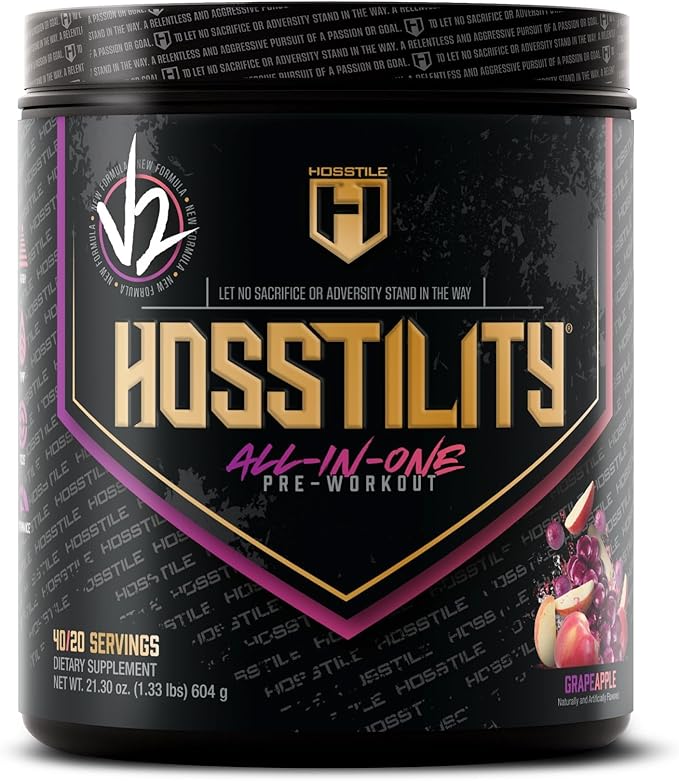 HOSSTILE Hosstility V2 Pre Workout, All-in-One Pre Workout Powder for Men and Women, Enhance Muscle