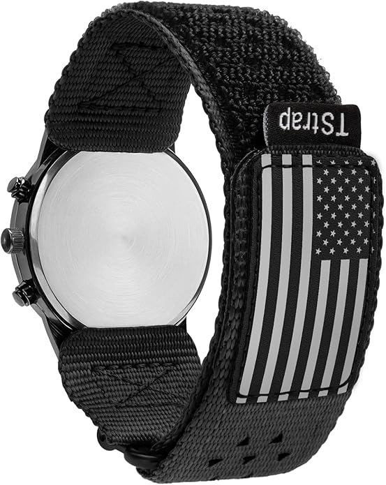 TStrap Nylon Sport Watch Band - Black Quick Release Watch Straps for Men Women - Athletic Military