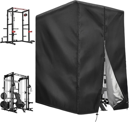 Squat Rack Cover with Waterproof Zipper, Protective Cover for Power Cage/Weight Lifting Rack/Weight