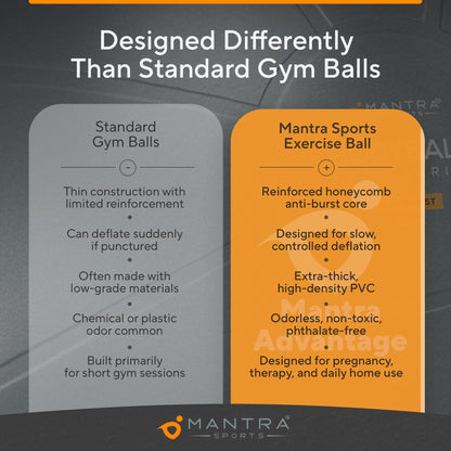 MANTRA SPORTS Yoga Ball Chair for Office Desk with Base - Ergonomic Balance & Stability Exercise